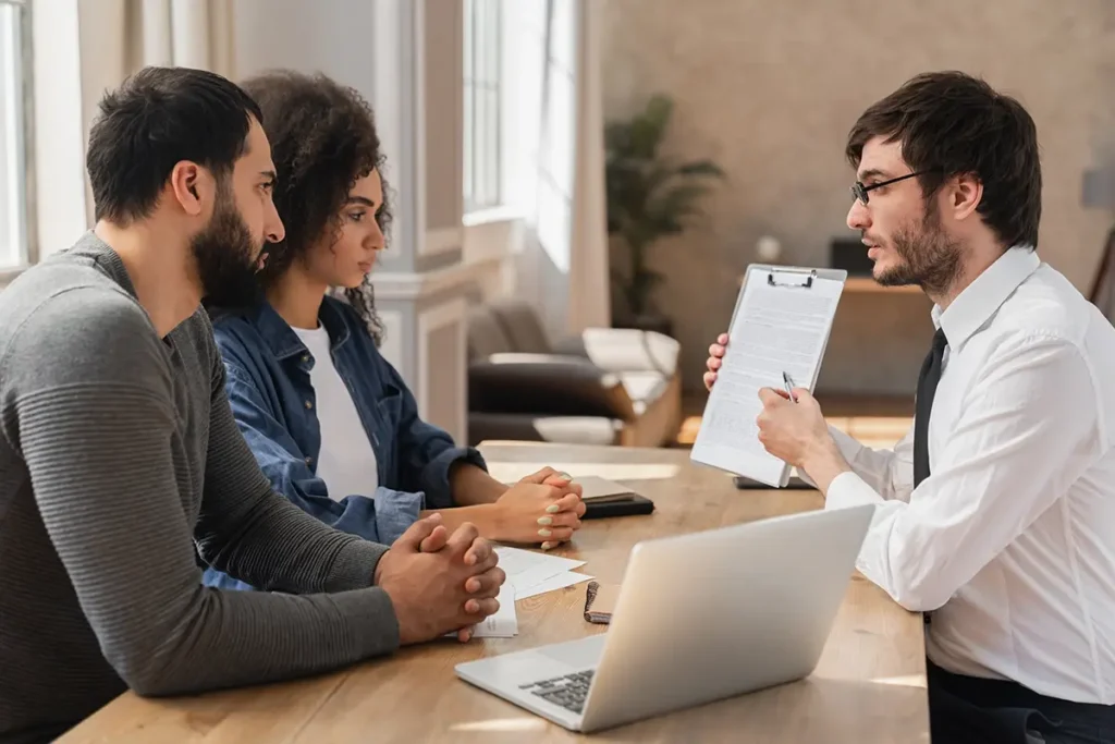 Homeowner meeting with cash home buyer in Orange County